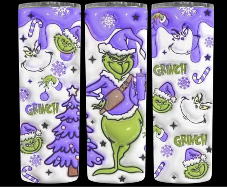 Grinch Purple Drip Tumbler