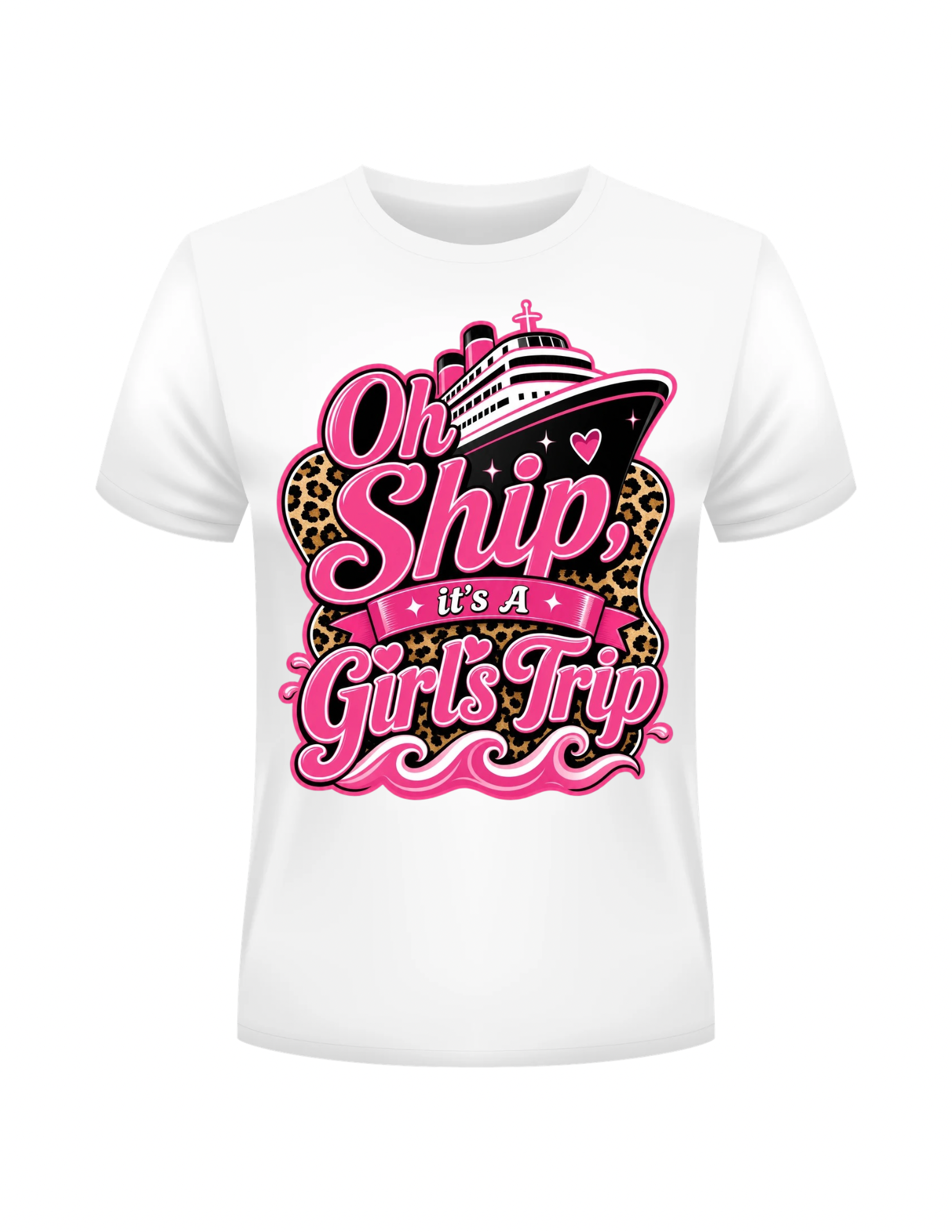“Oh, Ship It’s a Girl’s Trip” PINK AND LEOPARD TEE