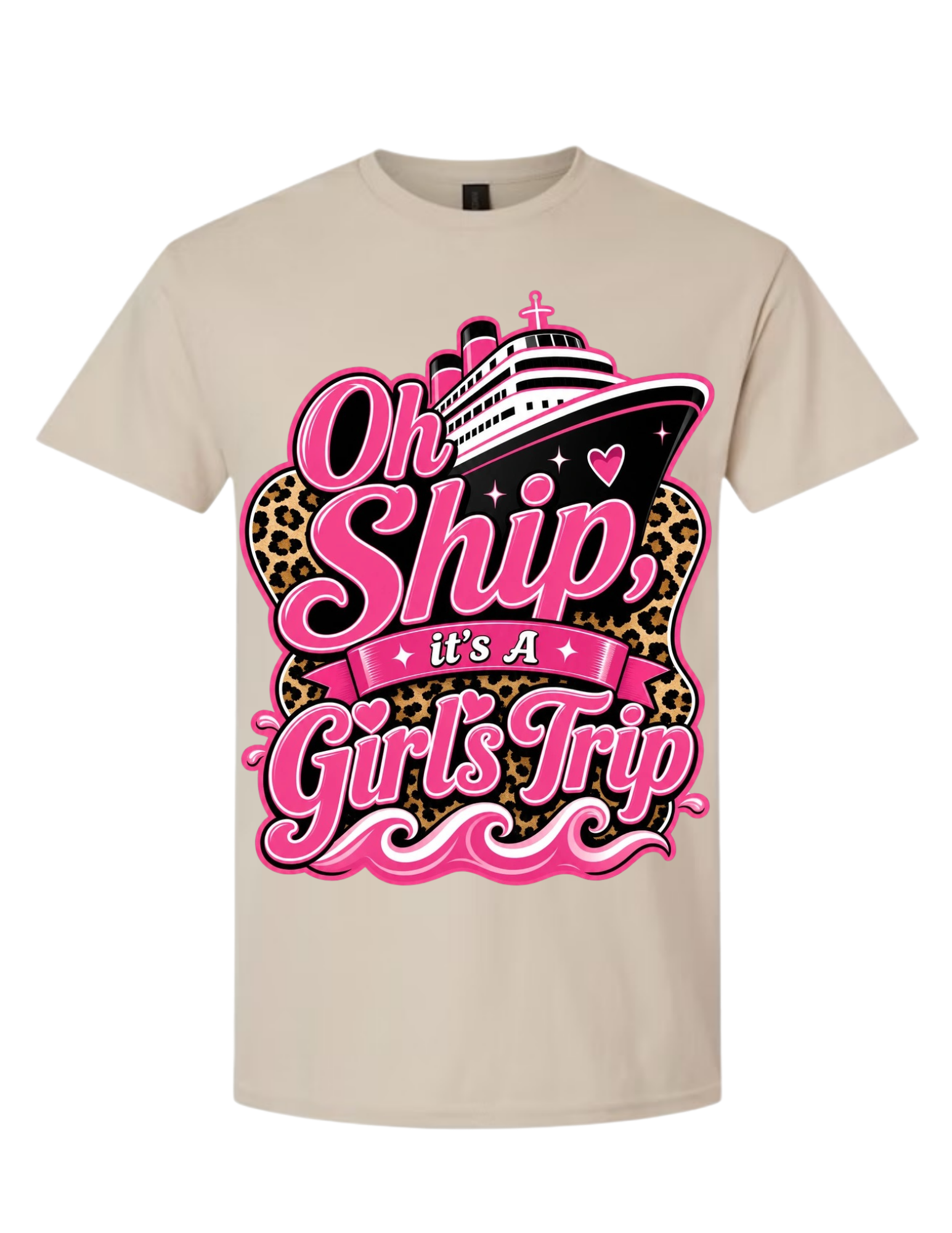 “Oh, Ship It’s a Girl’s Trip” PINK AND LEOPARD TEE