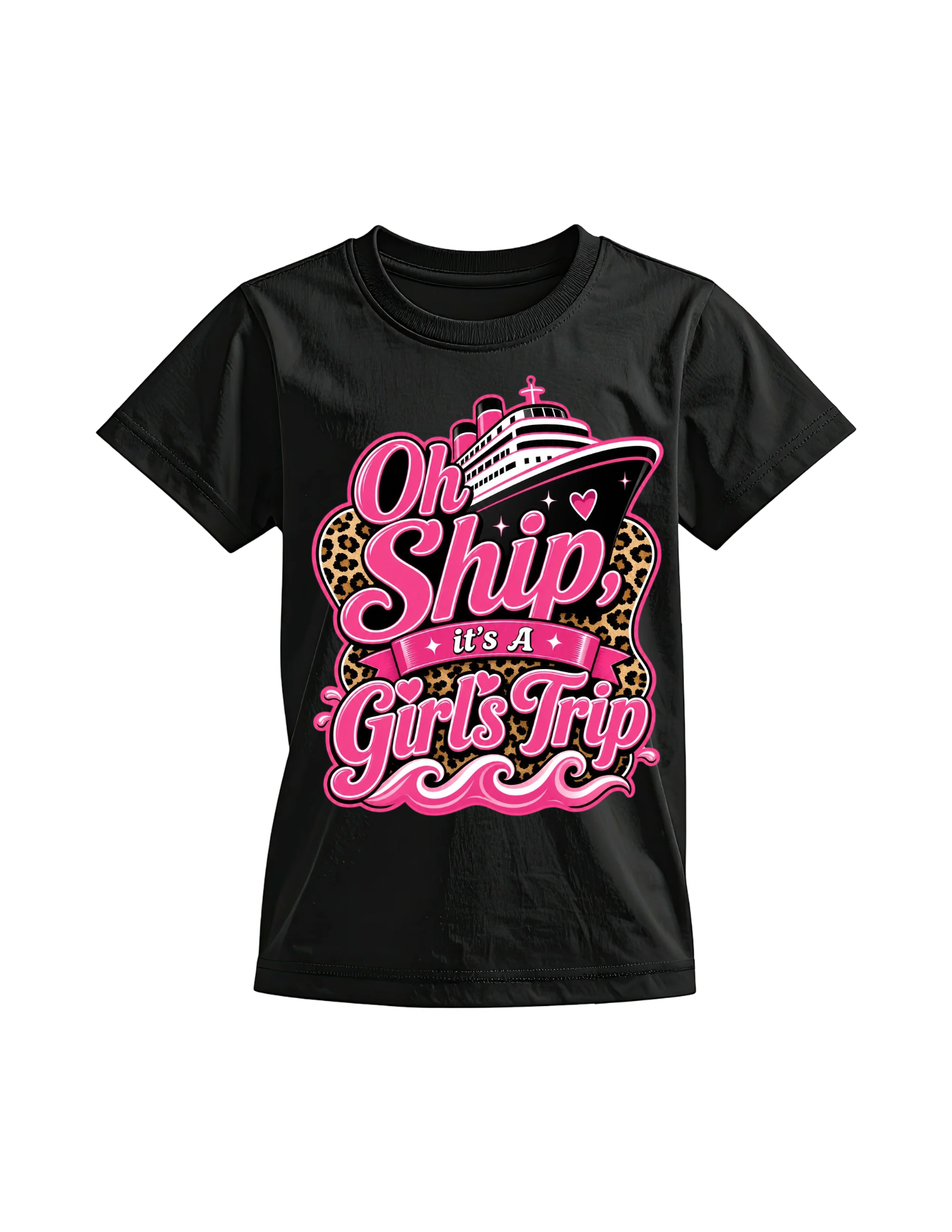 “Oh, Ship It’s a Girl’s Trip” PINK AND LEOPARD TEE