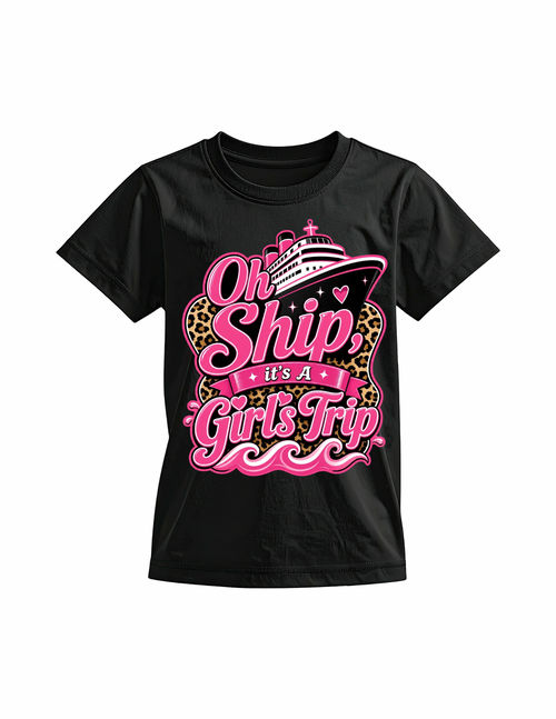 “Oh, Ship It’s a Girl’s Trip” PINK AND LEOPARD TEE