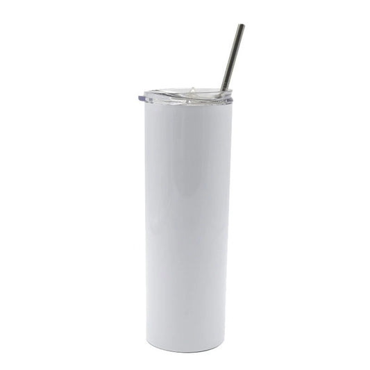 20 oz Blank Straight White Sublimation Tumbler with Clear Lid 20oz - Customizable